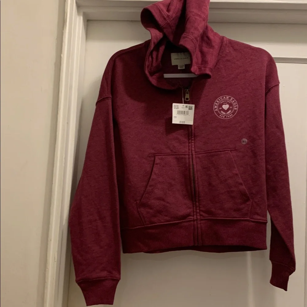AE Classic Zip-Up Graphic Hoodie Color: Red Size: XS